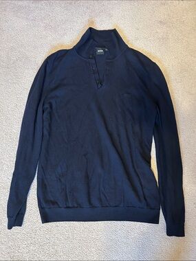 BOSS Men's Navy Turtleneck Sweater